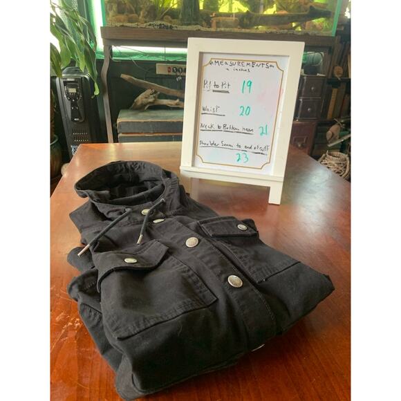 L.L.Bean Signature black denim coat jacket utility coat sz S - Picture 8 of 8